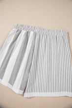 Load image into Gallery viewer, Online Gray Stripe Mixed Print Short Sleeve Top and Pocketed Shorts Set
