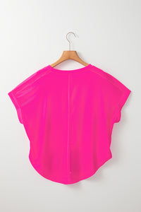 Online Green Colorblock Rounded Hem Loose T Shirt