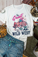 Load image into Gallery viewer, Online White The Great WILD WEST Rodeo Graphic Crew Neck T Shirt
