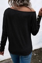 Load image into Gallery viewer, Black Asymmetrical Cut Out Buttoned Long Sleeve Top

