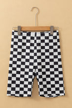 Load image into Gallery viewer, Online Black Checkerboard Printed High Waist Biker Shorts
