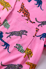 Load image into Gallery viewer, Online Pink Cheetah Print Short Sleeve Shirt and Pants Lounge Set

