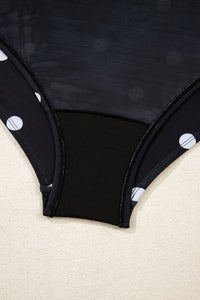 Online Black Polka Dot Trim V Neck Plus Size Swim Dress