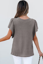 Load image into Gallery viewer, Online Beige Solid Color Textured Flutter Sleeve Top
