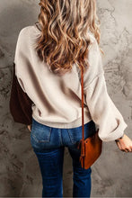 Load image into Gallery viewer, Chicory Coffee Contrast Color Exposed Seam Drop Shoulder Sweater
