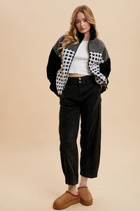 Online Annie Wear Plaid Zip Up Drop Shoulder Sherpa Jacket