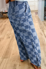 Load image into Gallery viewer, Online Dark Grey Checkered Denim Wide Leg Jeans
