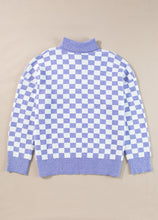 Load image into Gallery viewer, Online Purple Checkered Collared Buttons Plus Size Sweater
