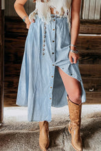 Load image into Gallery viewer, Online Dark Grey Fully Buttoned Long Denim Skirt
