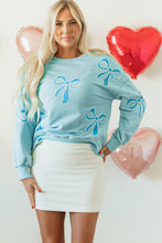 Load image into Gallery viewer, Online Apricot Pink Sequined Bowknot Drop Shoulder Oversized Sweatshirt
