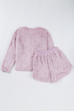 Load image into Gallery viewer, Online Lavendula Textured Leopard Fleece Loose Two Piece Lounge Set
