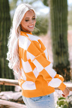 Load image into Gallery viewer, Online Rose Checkered Bishop Sleeve Sweater
