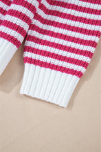 Load image into Gallery viewer, Online Pink Stripe Zip up Collar Drop Shoulder Sweater

