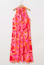 Load image into Gallery viewer, Online Rose Abstract Printed High Neck Knotted Nape Sleeveless Maxi Dress
