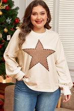 Load image into Gallery viewer, Online Beige Star Shape Studded Crew Neck Plus Size T Shirt
