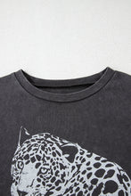 Load image into Gallery viewer, Online Medium Grey Vintage Cheetah Printed Mineral Wash Graphic Tee
