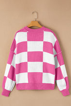 Load image into Gallery viewer, Online Rose Checkered Bishop Sleeve Sweater
