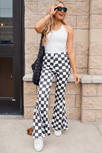 Load image into Gallery viewer, Online Black Checkerboard High Rise Casual Flared Pants
