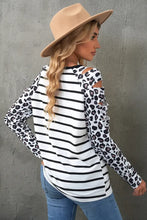 Load image into Gallery viewer, Leopard Striped Ripped Long Sleeve Top
