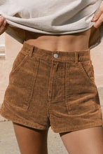 Load image into Gallery viewer, Brown Vintage Elastic Waist Back Pocketed Corduroy Shorts
