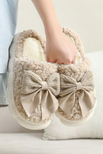 Load image into Gallery viewer, Online Camel Contrast Bowknot Applique Plush Winter Slippers (Bow Colors May Differ by Batch)
