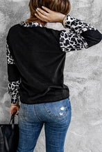 Load image into Gallery viewer, Black Leopard Colorblock Mock Neck Long Sleeve Top
