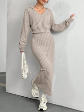 Load image into Gallery viewer, Online Ribbed Cropped Hooded Top and V-Neck Tank Dress Set
