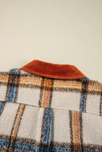 Load image into Gallery viewer, Online Brown Stripe Plus Size Plaid Print Collared Buttoned Jacket
