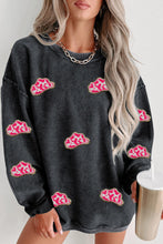 Load image into Gallery viewer, Online Black Glittering Cowboy Hat Patched Corded Pullover Sweatshirt
