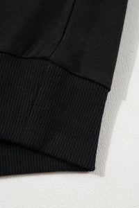 Online Black Contrast Stitches Detail Puffy Half Sleeve Blouse