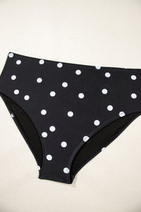 Online Black Polka Dot Trim V Neck Plus Size Swim Dress