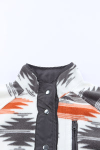 Online Multicolour Western Aztec Snap Buttoned Fleece Jacket