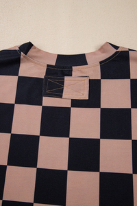 Online Light French Beige Checkmate Boyfriend Casual Tee