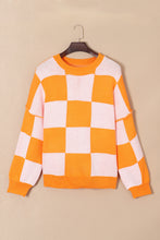 Load image into Gallery viewer, Online Rose Checkered Bishop Sleeve Sweater
