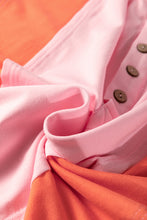 Load image into Gallery viewer, Online Pink Colorblock Long Sleeve Buttons Henley Top

