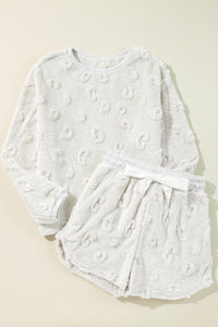 Online Lavendula Textured Leopard Fleece Loose Two Piece Lounge Set