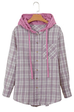 Load image into Gallery viewer, Online Green Checkered Print Loose Fit Buttoned Hooded Shacket
