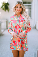 Load image into Gallery viewer, Multicolor Geometric Abstract Print Long Sleeve Shirt Dress
