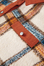 Load image into Gallery viewer, Online Brown Stripe Plus Size Plaid Print Collared Buttoned Jacket
