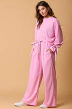 Load image into Gallery viewer, Online Bonbon Solid Color Drawstring Long Sleeve Top and Pants Set
