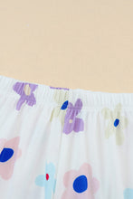 Load image into Gallery viewer, Online Pink Flower Print Short Sleeve High Waist Two Piece Shorts Set

