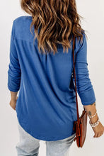 Load image into Gallery viewer, Blue Green Wrap Hi-lo Hem Blouse
