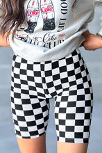 Load image into Gallery viewer, Online Black Checkerboard Printed High Waist Biker Shorts
