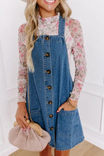 Load image into Gallery viewer, Dusk Blue Wide Strap Button Front Pocketed Denim Mini Dress
