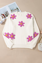 Load image into Gallery viewer, Online White Plus Size Flower Crochet Drop Shoulder Knit Sweater
