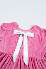 Load image into Gallery viewer, Online Strawberry Pink Flounce Sleeve Tiered Ruffled Velvet Mini Dress
