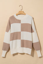 Load image into Gallery viewer, Online Green Checkered Side Slits Drop Shoulder Oversized Sweater
