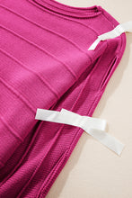 Load image into Gallery viewer, Online Rose Red Bow Knot Cut Out Round Neck Loose Sweater
