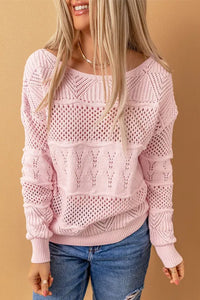 Pink Drop Shoulder Knitted Pullover Sweater