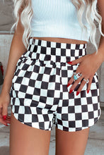 Load image into Gallery viewer, Online Black Checkered Print High Waist Casual Shorts
